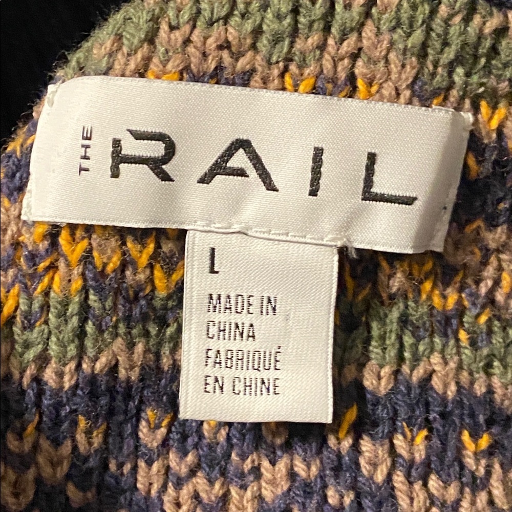 The Rail Multi-Color Zip-Front Cardigan Sweater Cotton Blend Shawl Collar Large - Picture 7 of 11